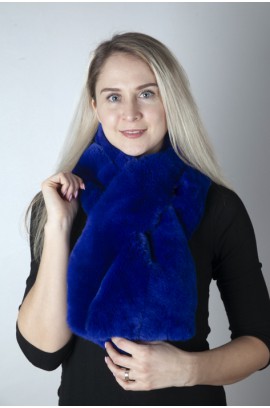 Dark blue rex fur scarf